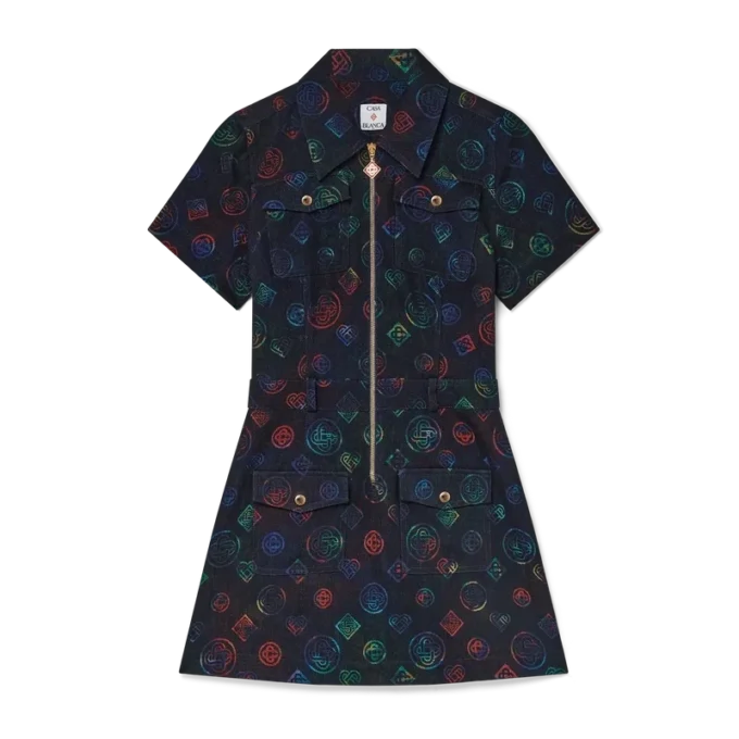 Abito in denim con monogramma