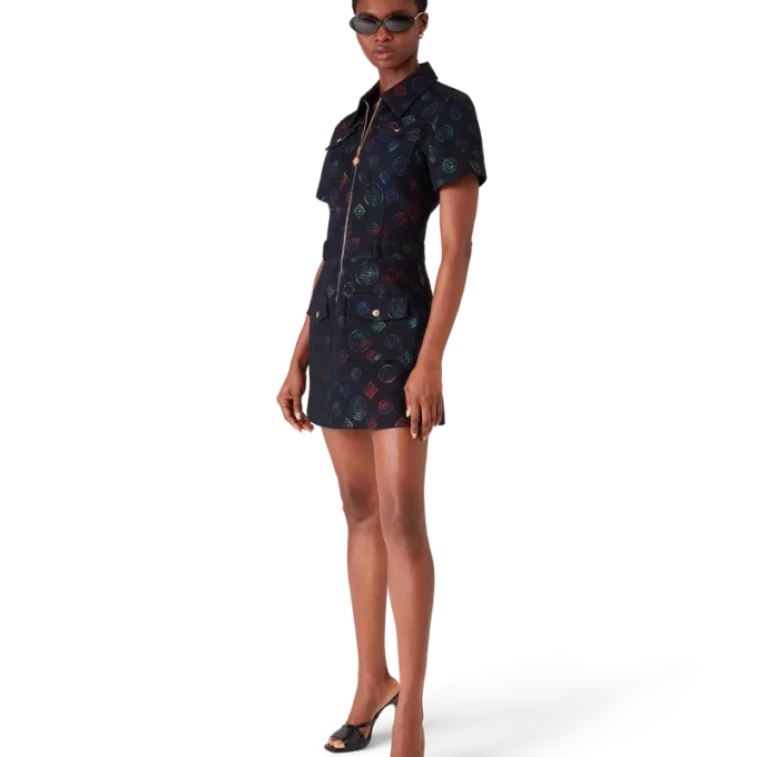 Abito in denim con monogramma