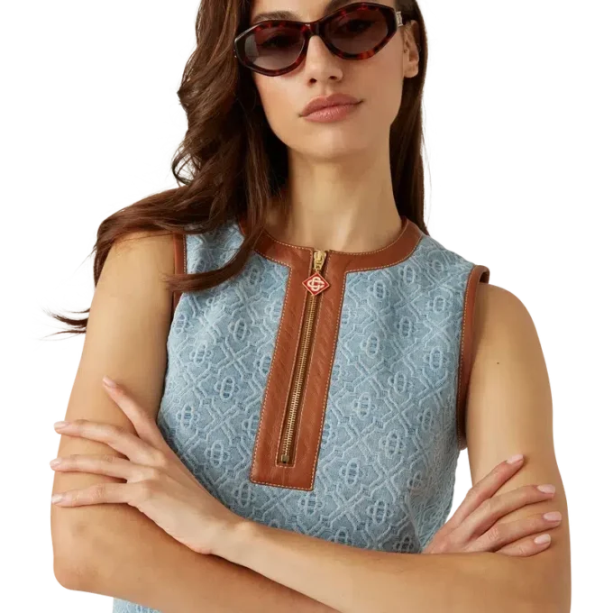 Abito in denim con monogramma Abito in denim con monogramma