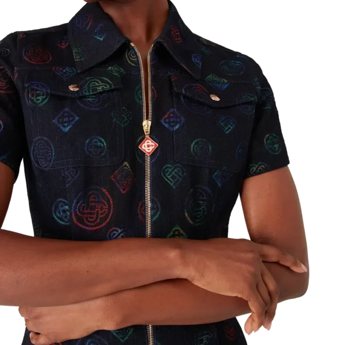 Abito in denim con monogramma