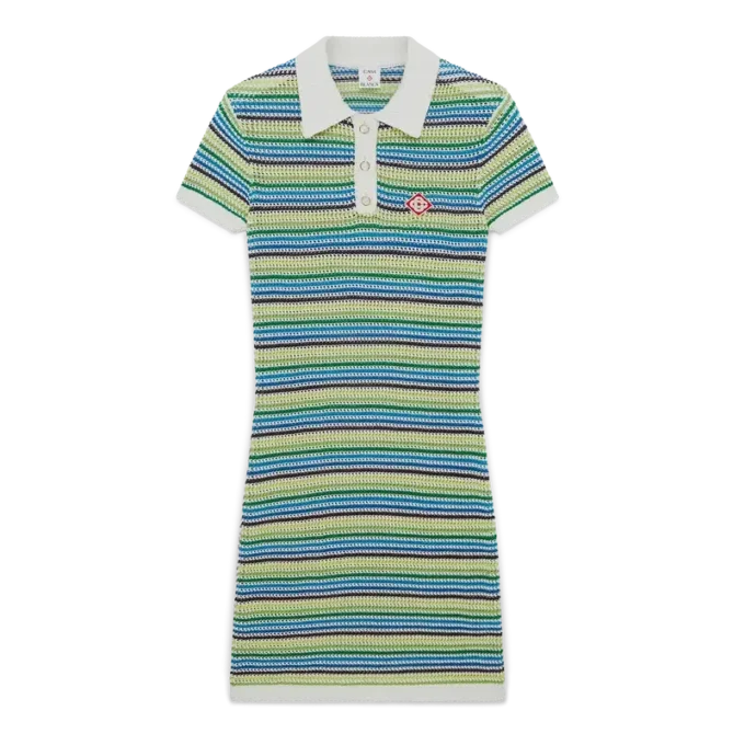 Abito midi a righe con maniche corte in pantaloncini