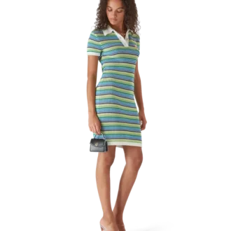 Abito midi a righe con maniche corte in pantaloncini