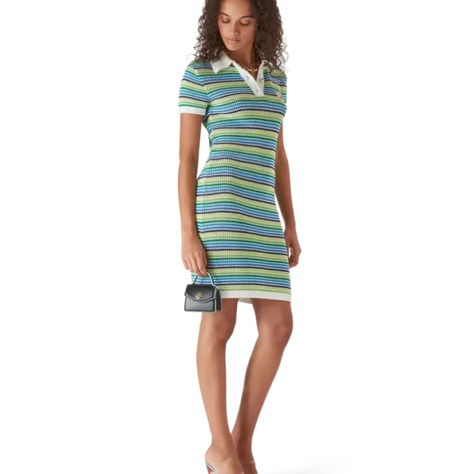 Abito midi a righe con maniche corte in pantaloncini