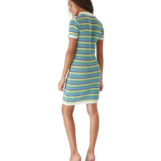 Abito midi a righe con maniche corte in pantaloncini