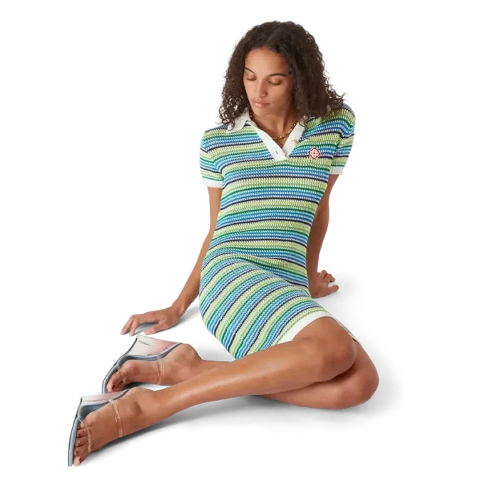 Abito midi a righe con maniche corte in pantaloncini