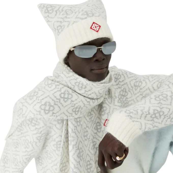 Berretto da sci in mohair con monogramma