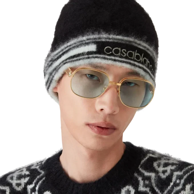 Berretto in mohair a righe