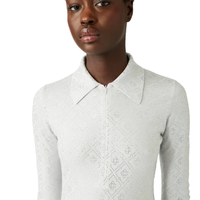 Body in maglia con monogramma in cristallo