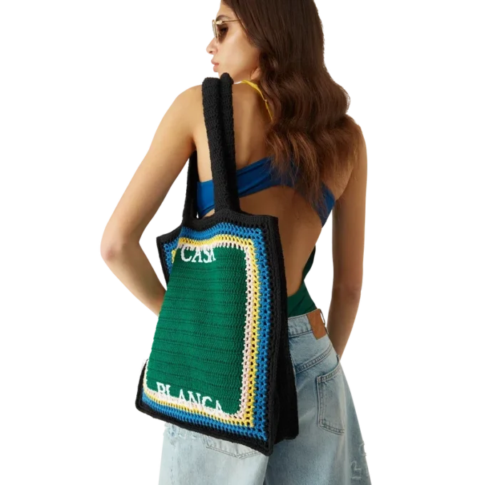 Borsa all’uncinetto a righe