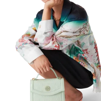 Borsa Mini Jeanne con monogramma Mint in rilievo