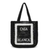 Borsa tote in rafia nera