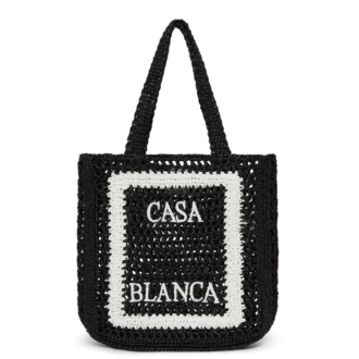 Borsa tote in rafia nera