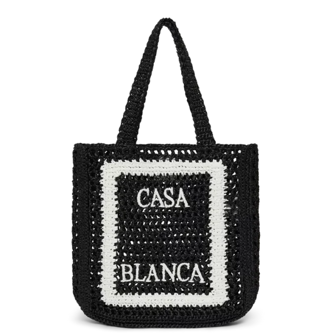 Borsa tote in rafia nera