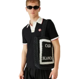 Borsa tote in rafia nera