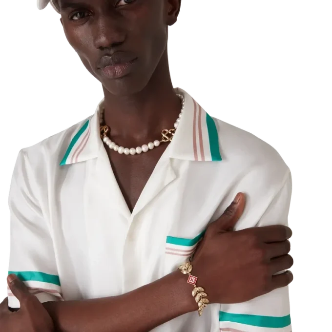 Bracciale con foglia d’alloro in oro