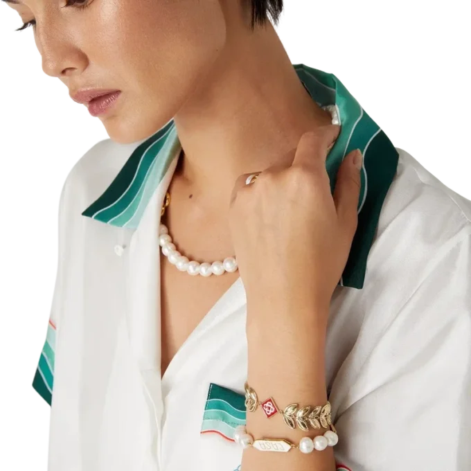 Bracciale con foglia d’alloro in oro