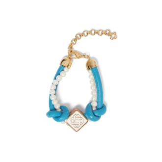 Bracciale con perle annodate blu Bracciale con perle annodate blu