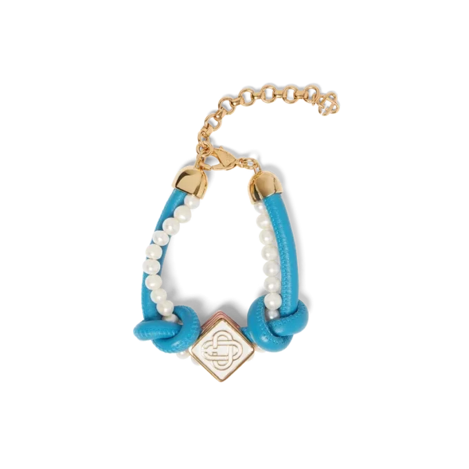 Bracciale con perle annodate blu