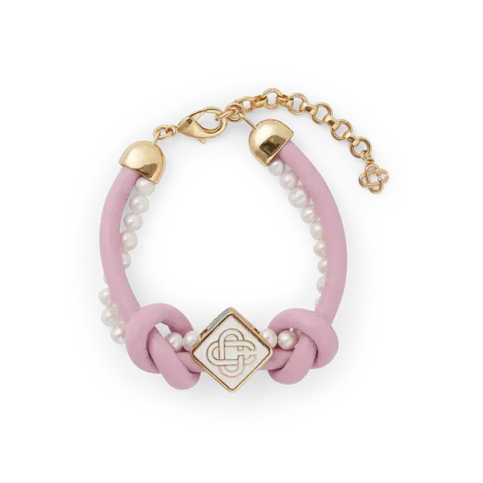 Bracciale con perle annodate rosa Bracciale con perle annodate rosa