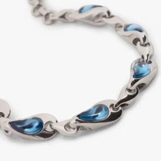 Bracciale in ottone con goccia d’acqua argento e blu Bracciale in ottone con goccia d’acqua argento e blu