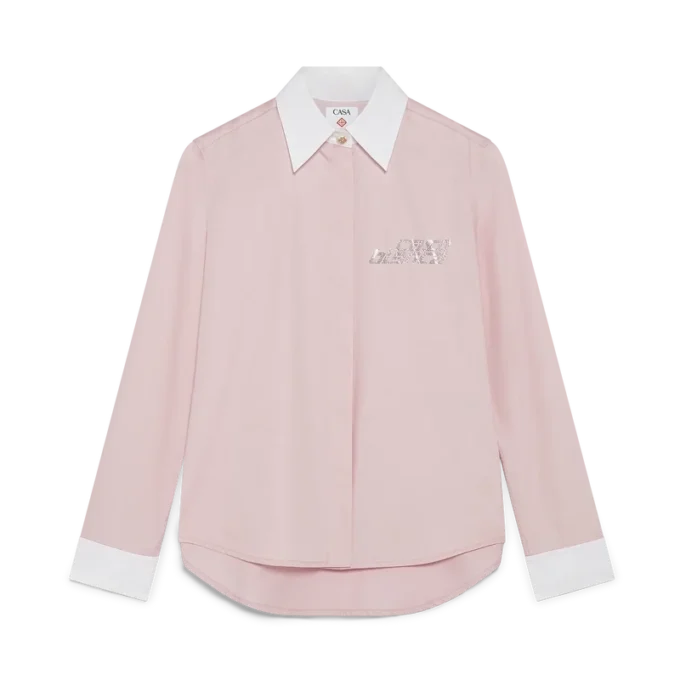 Camicia a maniche corte con cristalli Camicia a maniche corte con cristalli