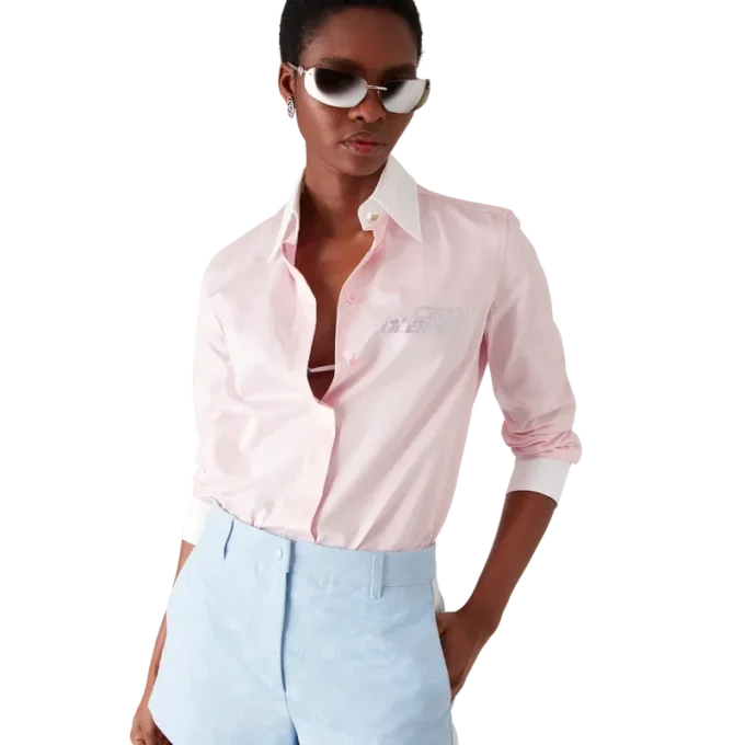 Camicia a maniche corte con cristalli Camicia a maniche corte con cristalli