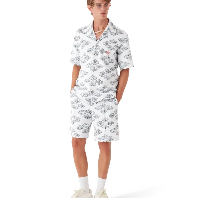 Camicia a maniche corte con motivo jacquard in pantaloncini