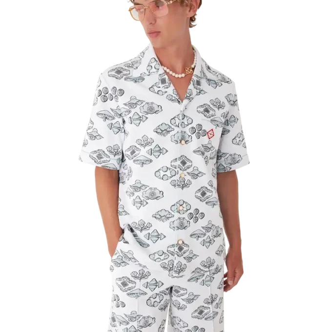 Camicia a maniche corte con motivo jacquard in pantaloncini