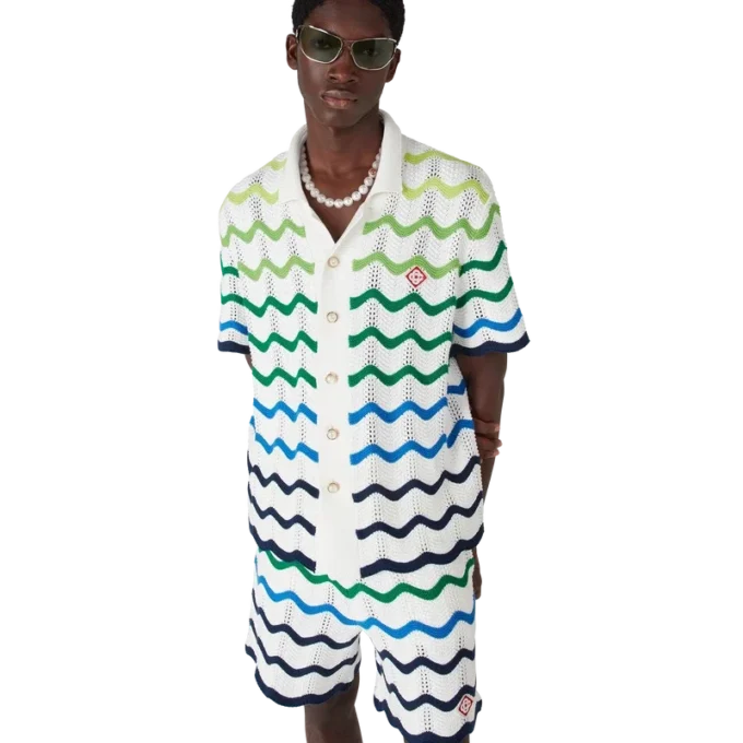 Camicia a maniche corte in maglia Wave