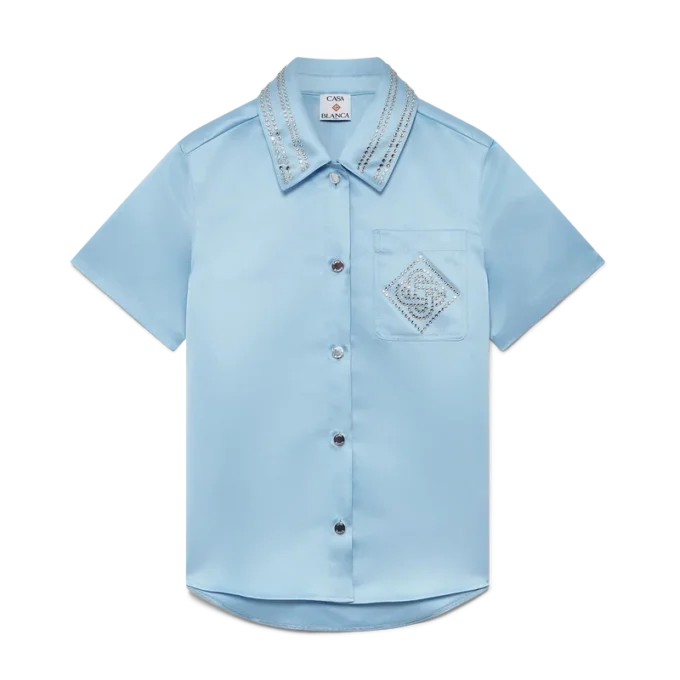 Camicia a maniche corte in raso