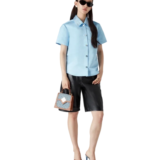 Camicia a maniche corte in raso