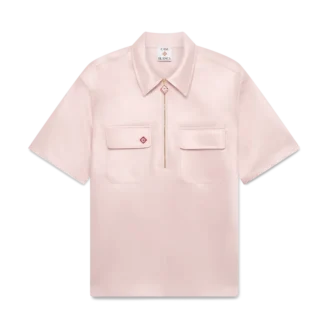 Camicia a maniche corte in raso con zip a un quarto per i pantaloncini