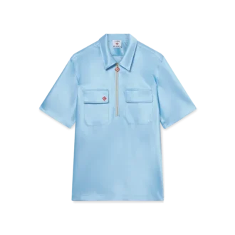 Camicia a maniche corte in raso con zip a un quarto per i pantaloncini