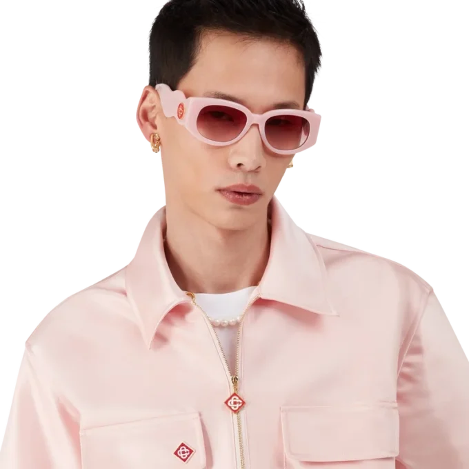 Camicia a maniche corte in raso con zip a un quarto per i pantaloncini