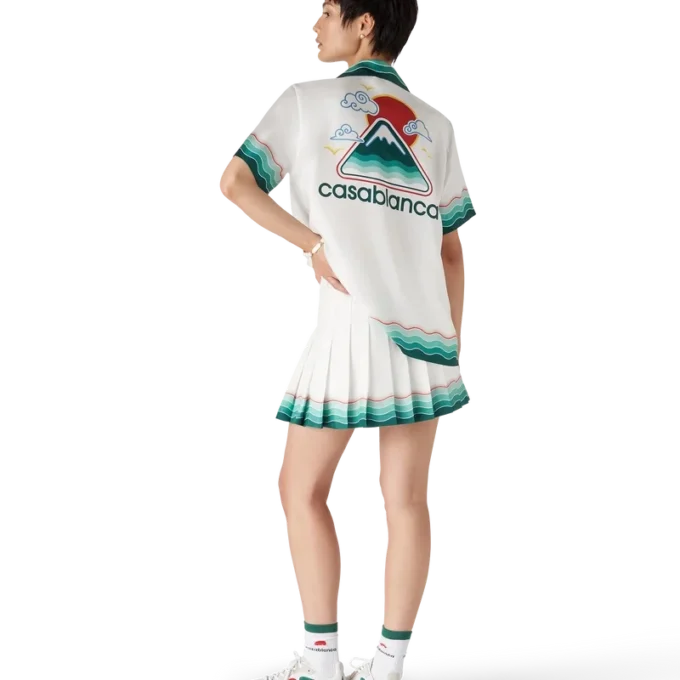 Camicia a maniche corte in seta Montagne Ondulee in pantaloncini