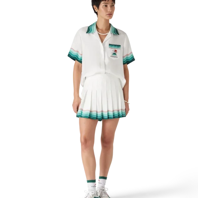 Camicia a maniche corte in seta Montagne Ondulee in pantaloncini