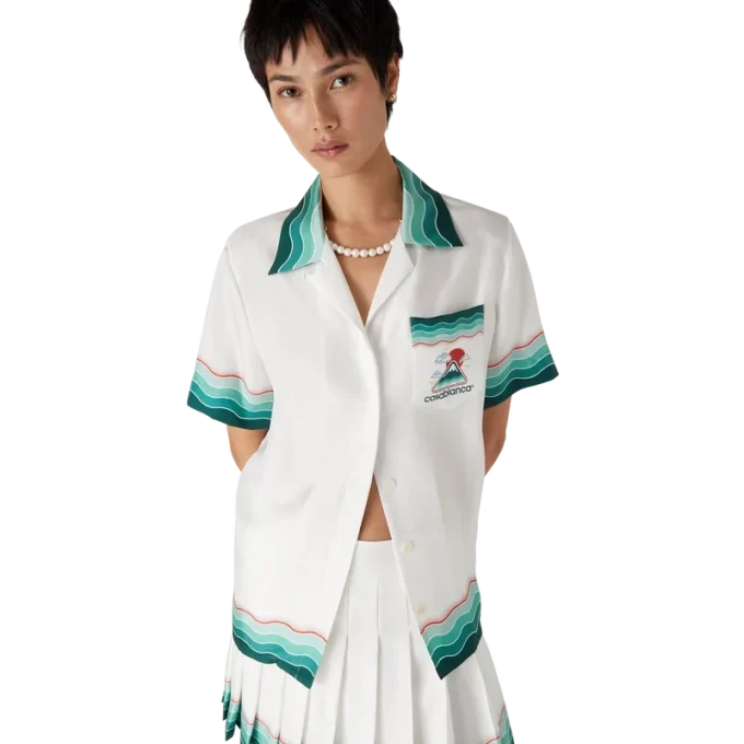 Camicia a maniche corte in seta Montagne Ondulee in pantaloncini