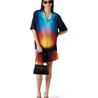 Camicia a maniche corte in seta sfumata con pantaloncini