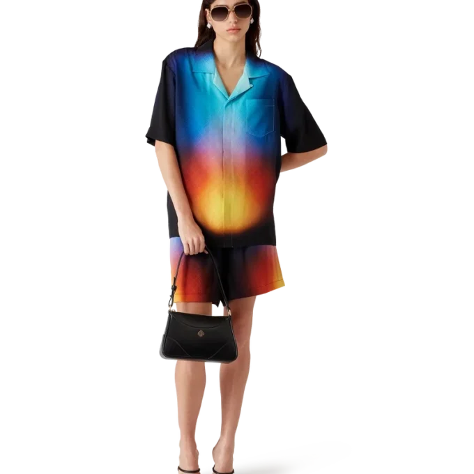 Camicia a maniche corte in seta sfumata con pantaloncini