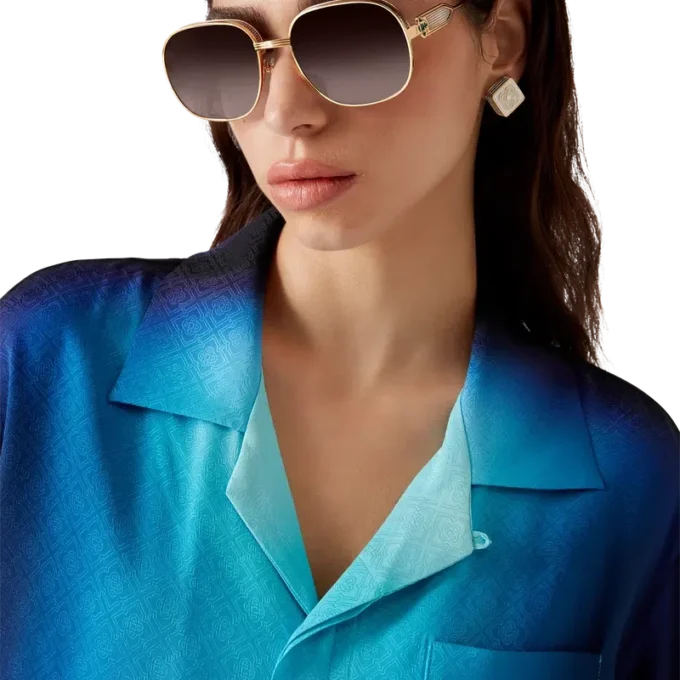 Camicia a maniche corte in seta sfumata con pantaloncini