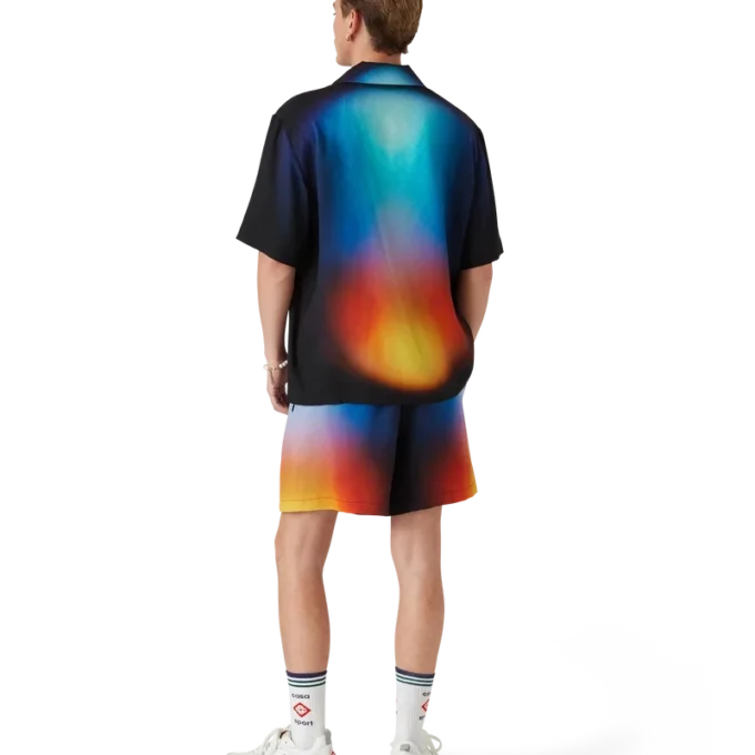 Camicia a maniche corte in seta sfumata con pantaloncini