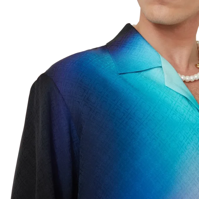 Camicia a maniche corte in seta sfumata con pantaloncini