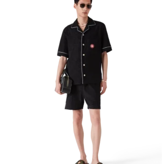 Camicia a maniche corte in spugna jacquard Monogram in pantaloncini