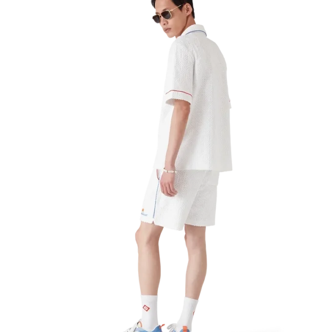 Camicia a maniche corte in spugna jacquard Monogram in pantaloncini