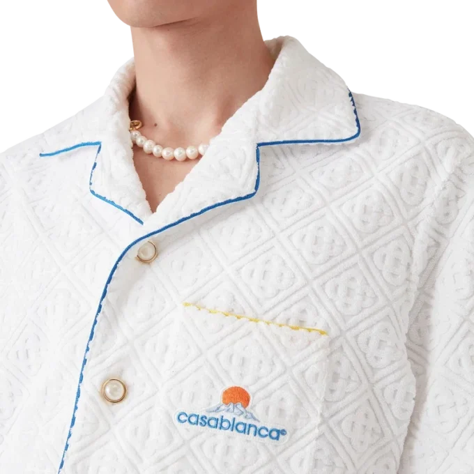 Camicia a maniche corte in spugna jacquard Monogram in pantaloncini