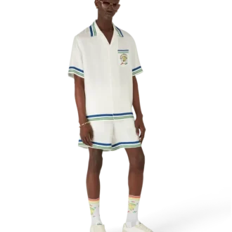 Camicia a maniche corte in twill di seta Tennis Mascot in pantaloncini