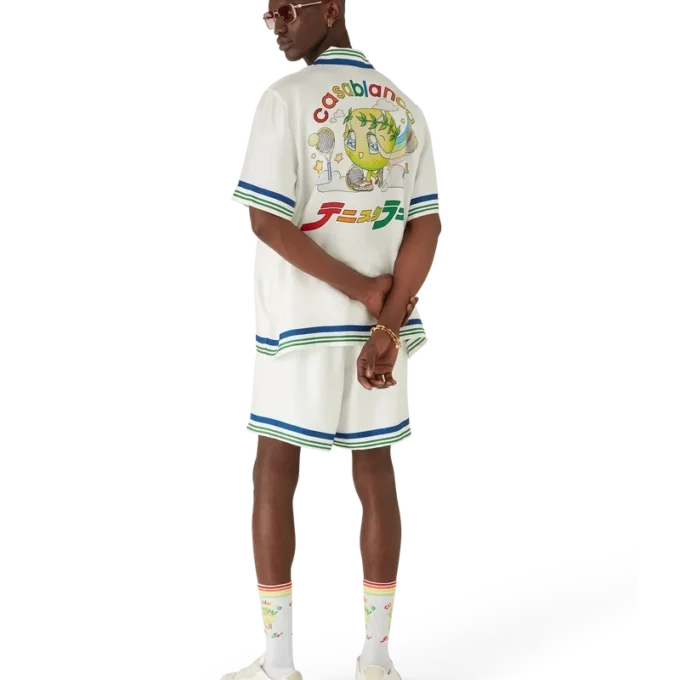 Camicia a maniche corte in twill di seta Tennis Mascot in pantaloncini