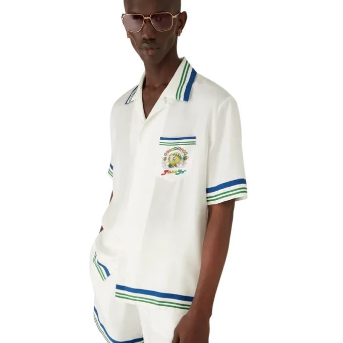 Camicia a maniche corte in twill di seta Tennis Mascot in pantaloncini