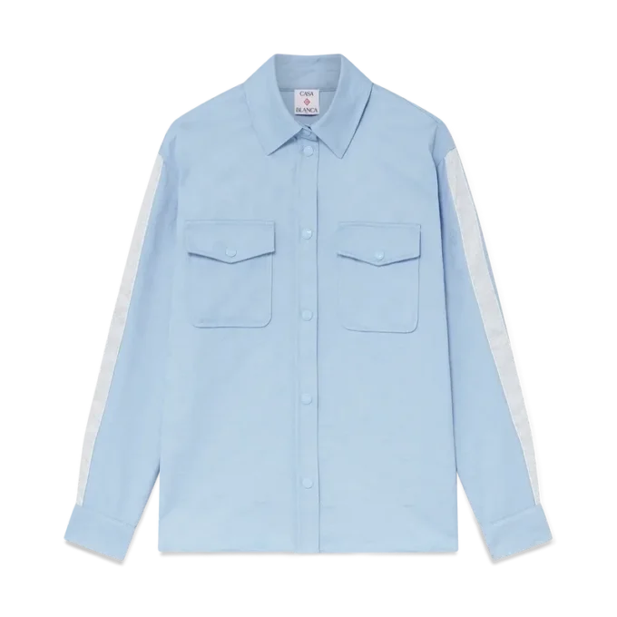 Camicia a maniche lunghe con monogramma blu