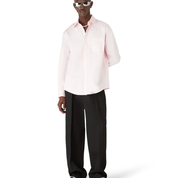 Camicia a maniche lunghe in cotone con monogramma